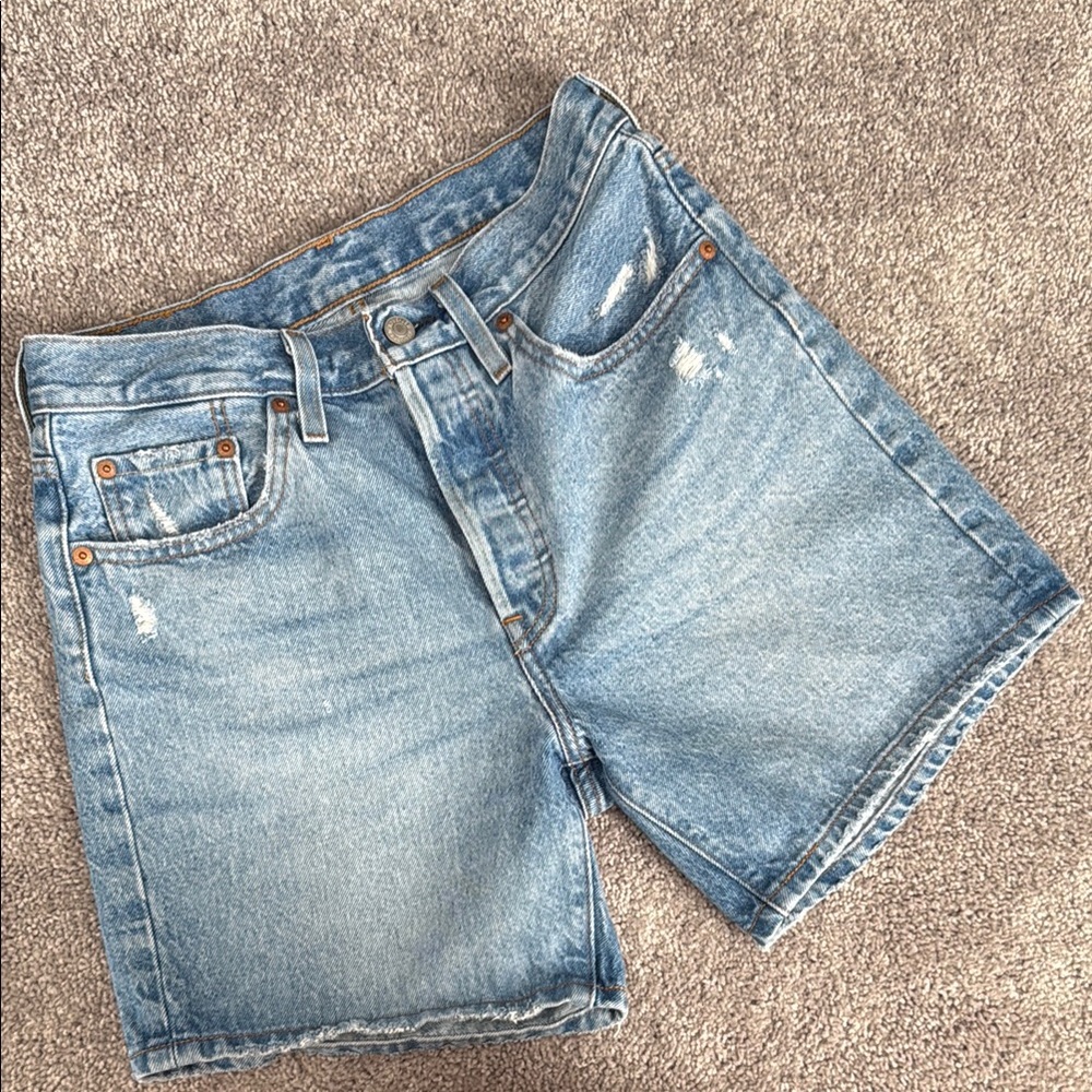 Levi's Blue Jean Shorts Distressed Frayed Hem